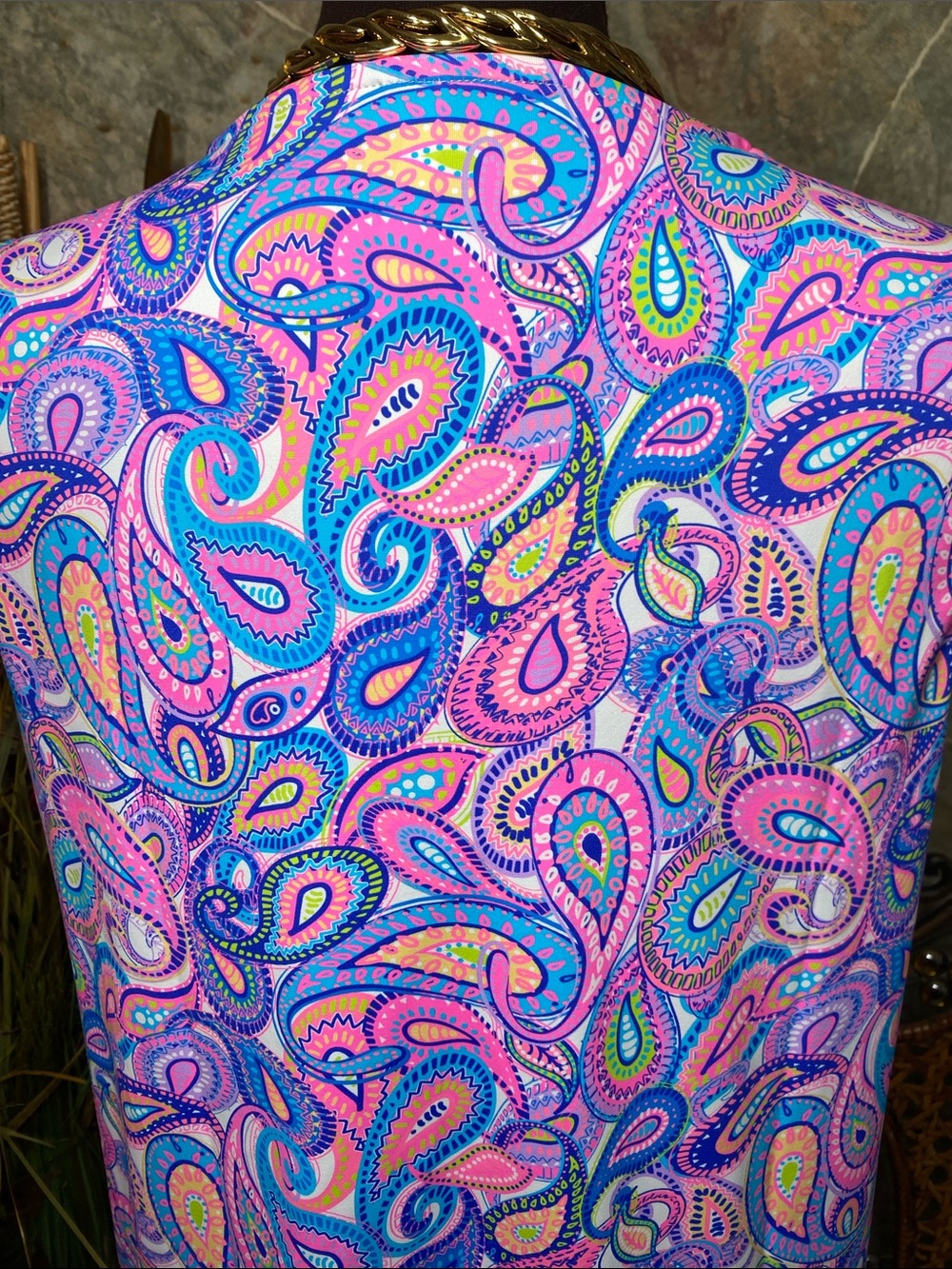 Lulu B shirt top blouse tunic sleeveless V-neck colorful paisley travel resort - Picture 5 of 8